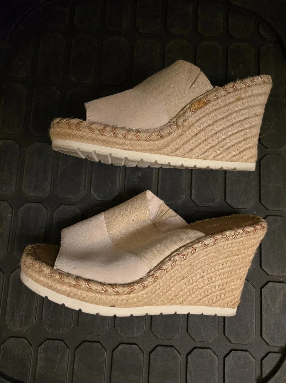 Toms Beige Espadrille Wedge Slide